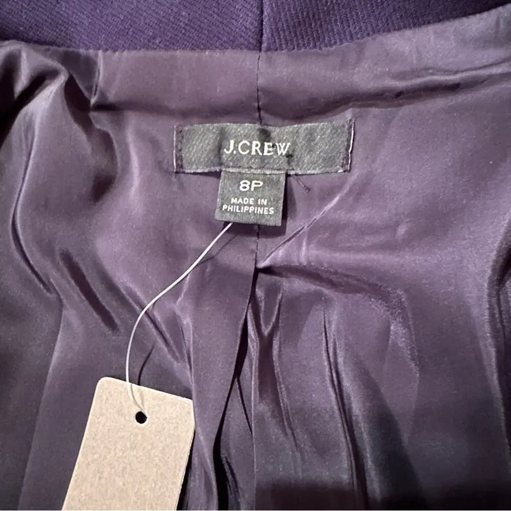 J. Crew Going-Out Long Sleeve Blazer in Stretch Twill in Navy Blue Sz‎ 8P NEW